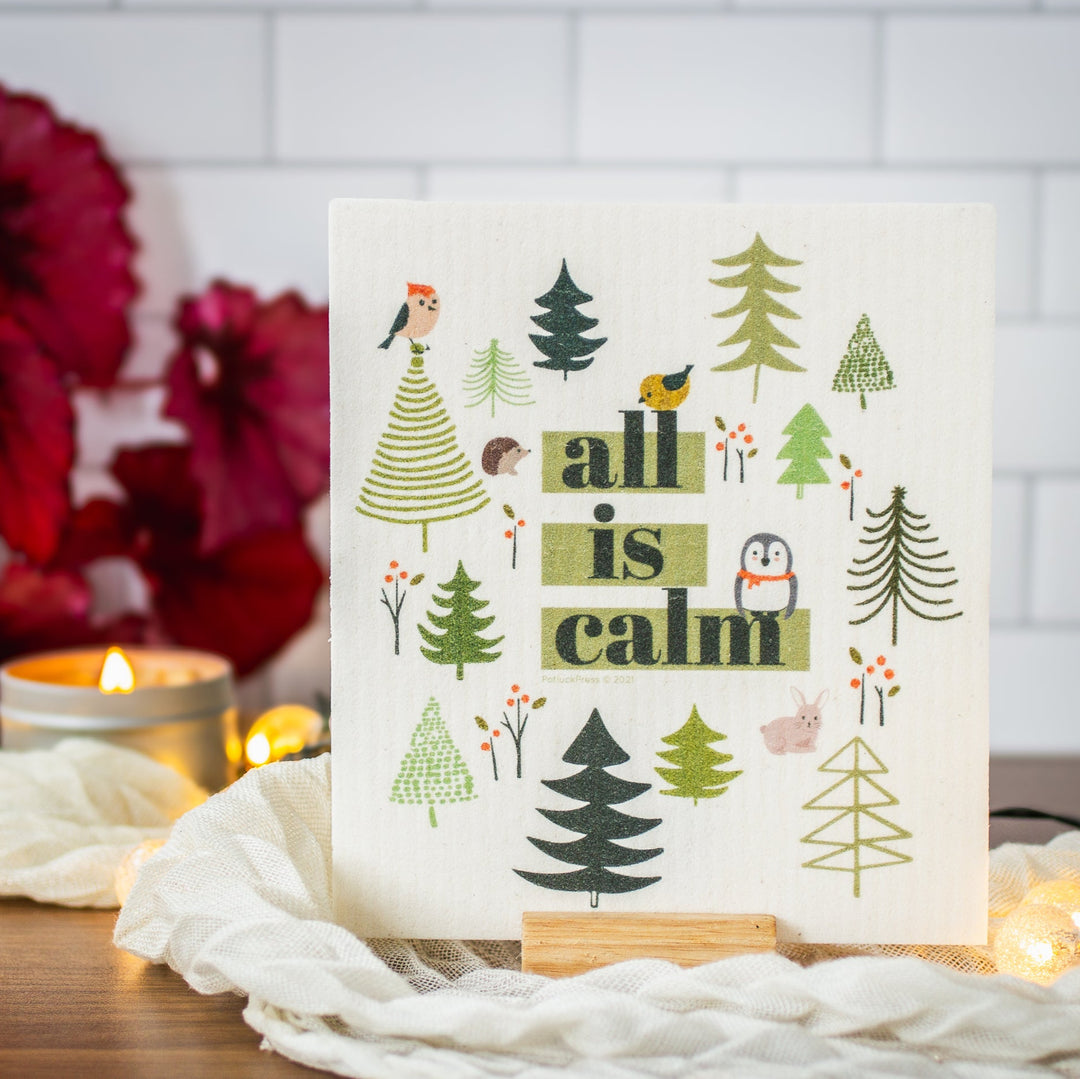 Zero Waste Swedish Dishcloths - All is Calm design