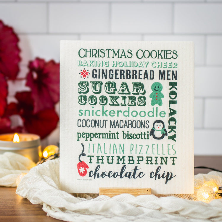 Zero Waste Swedish Dishcloths - Baking Holiday Cheer design