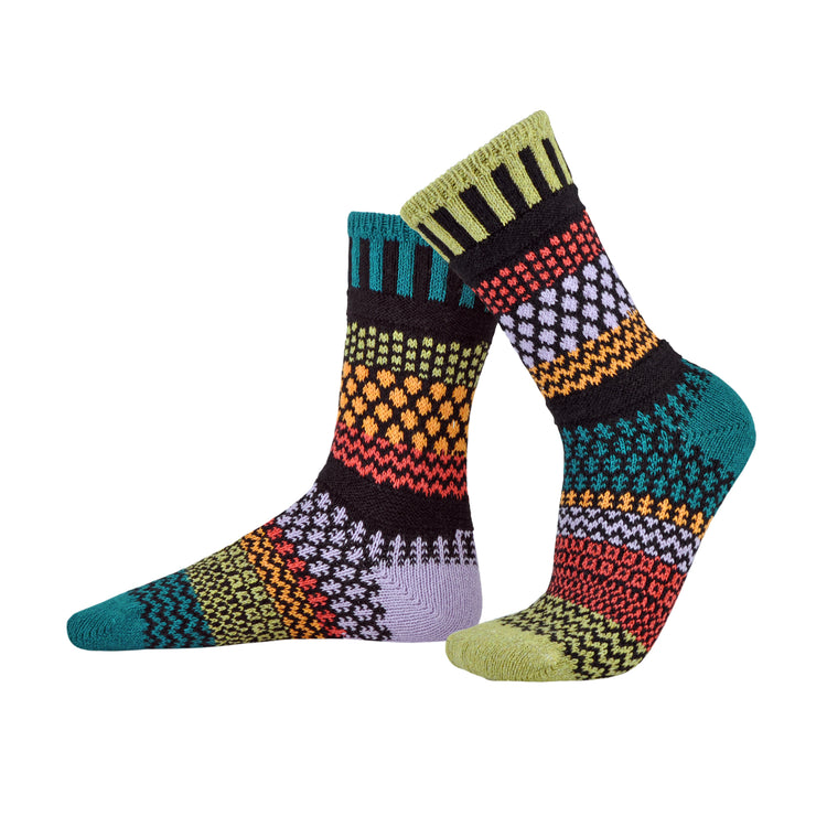 Recycled Fiber Crew Socks - Artichoke design - side view