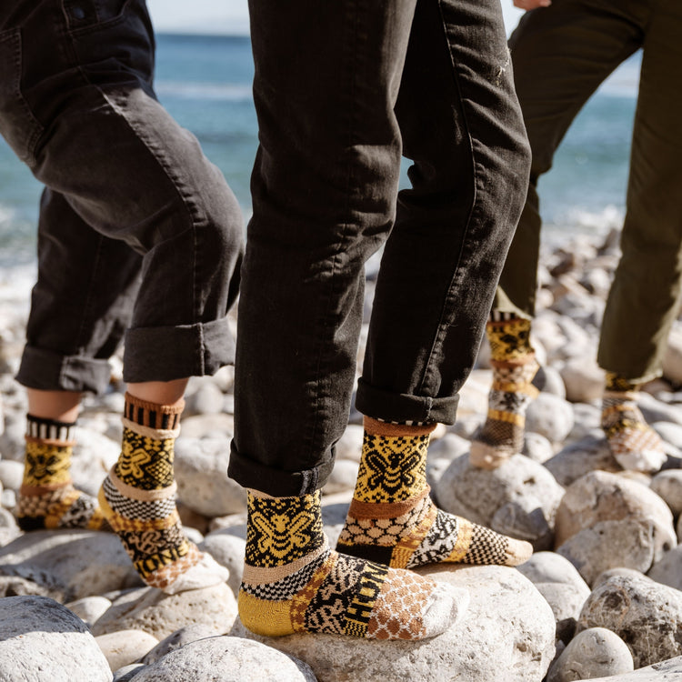 Recycled Fiber Crew Socks - Honeybee design