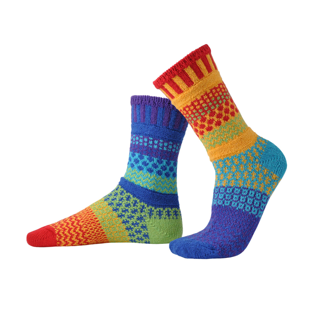 Recycled Fiber Crew Socks - Rainbow design - side view