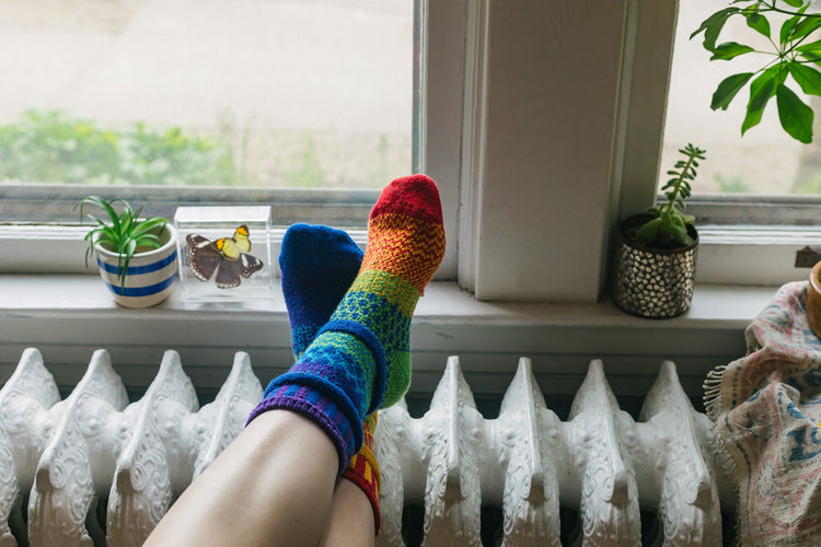 Recycled Fiber Crew Socks - Rainbow design