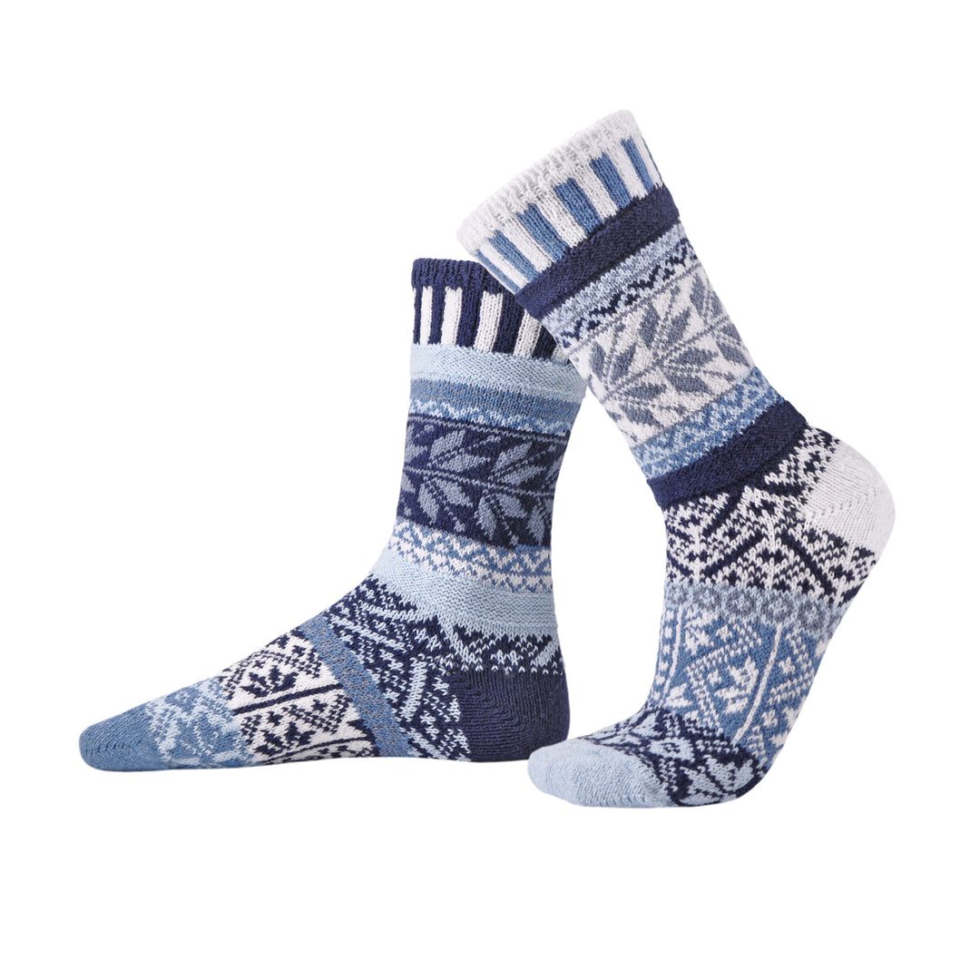 Recycled Fiber Crew Socks - Snowfall design - side view