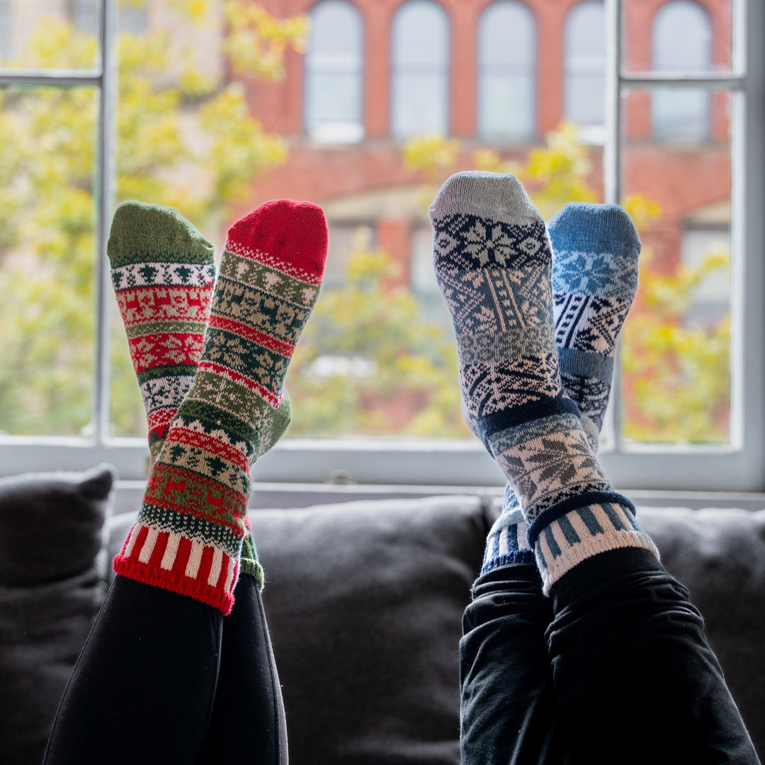 Recycled Fiber Crew Socks - Yuletide and Snowfall designs