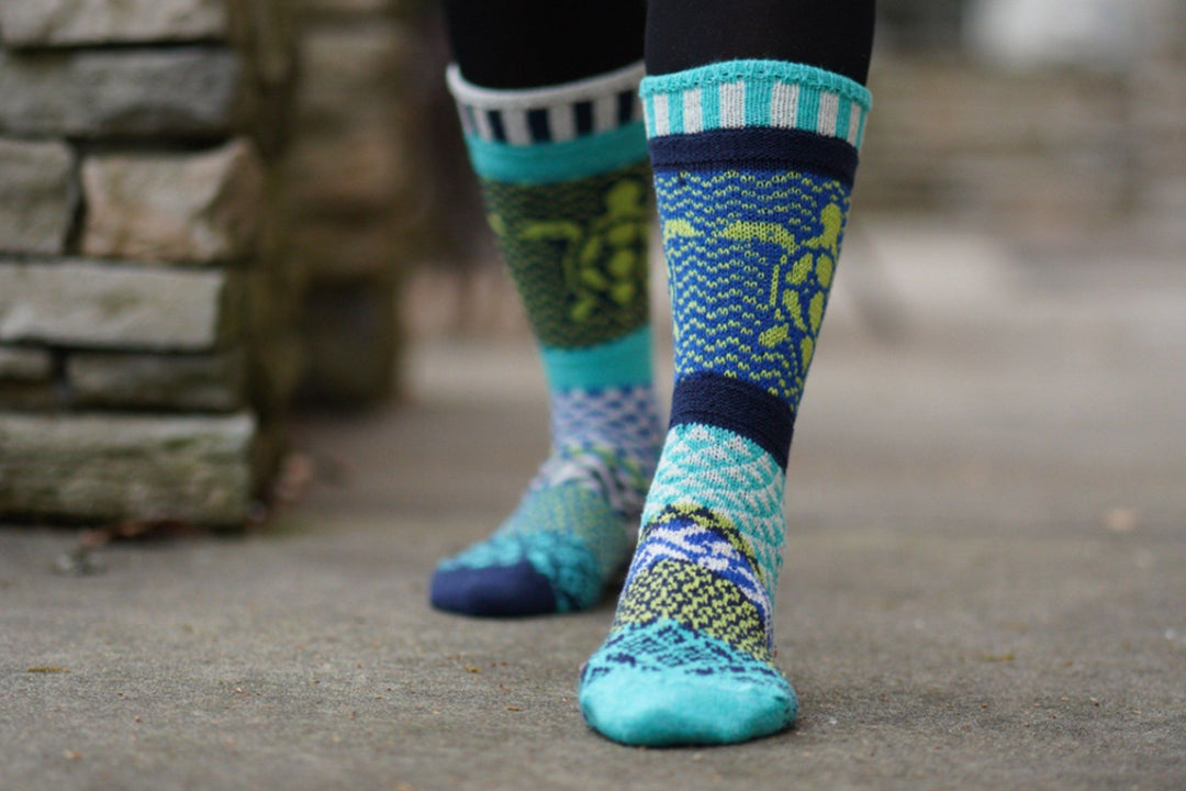 Recycled Fiber Crew Socks - Ocean Turtle design