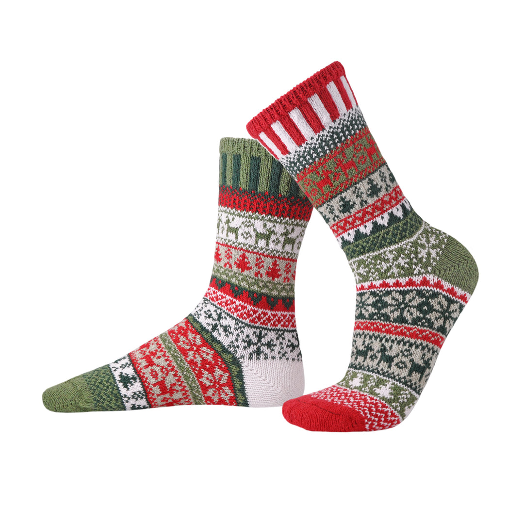 Recycled Fiber Crew Socks - Yuletide design - side view