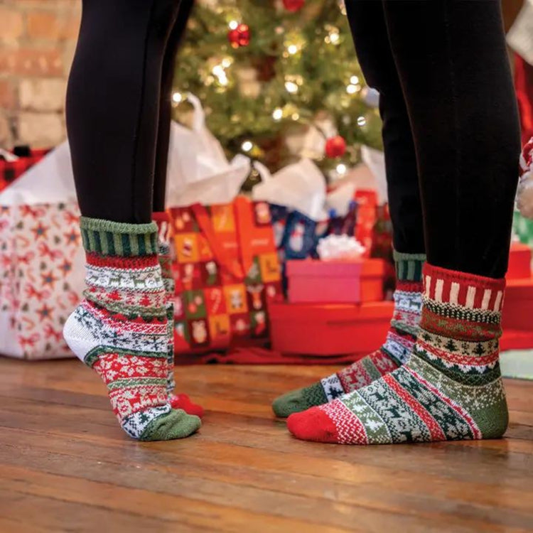 Recycled Fiber Crew Socks - Yuletide design