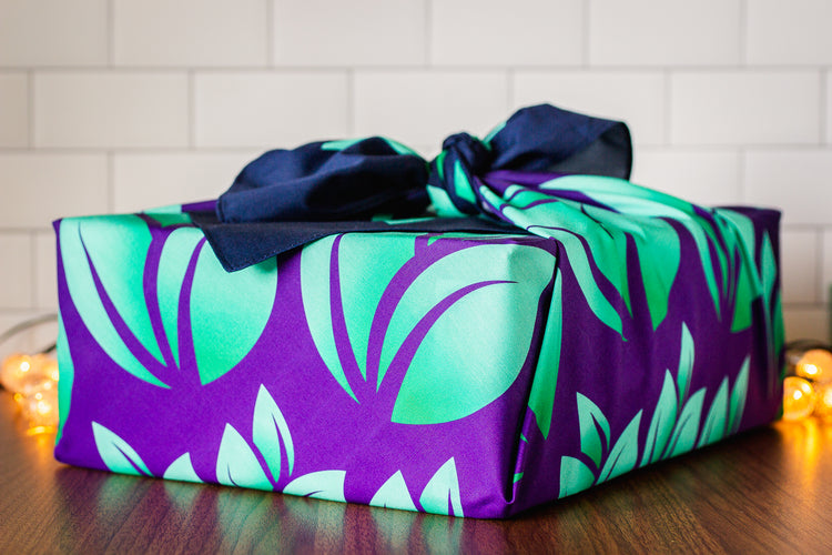 A Drop in the Ocean Tacoma Zero Waste Store: Organic Cotton Furoshiki Gift Wrap - Gentle Heart, side angle