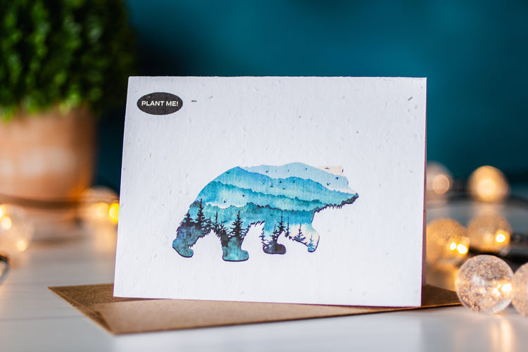 A Drop in the Ocean Zero Waste Store: Plantable Seed Paper Greeting Card - PNW Bear