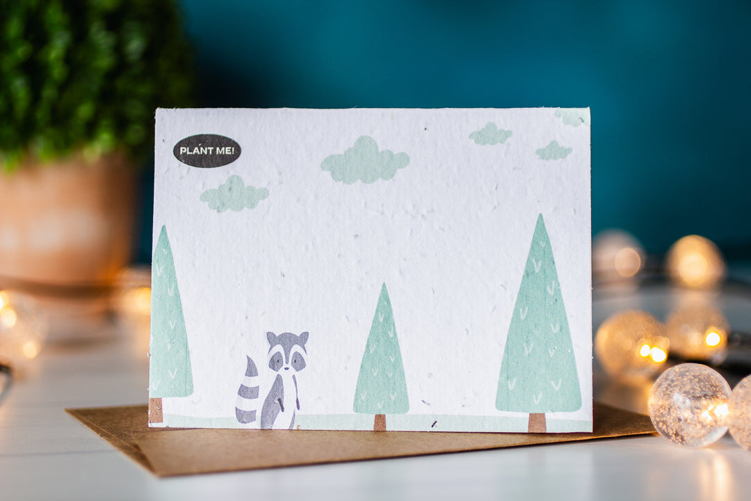 A Drop in the Ocean Zero Waste Store: Plantable Seed Paper Greeting Card - Curious Raccoon