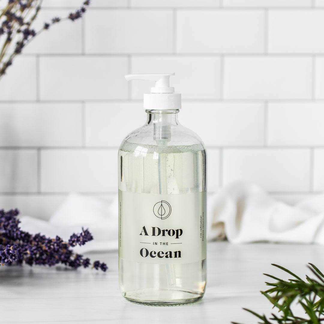 Refillable Liquid Hand Soap - Lavender Rosemary scent - New Bottle - 16oz