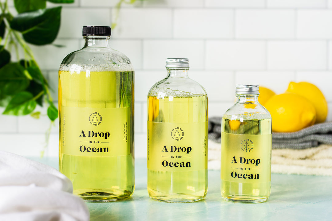 Refillable Liquid Hand Soap - Lemon Drop scent - Bottle Size Comparison