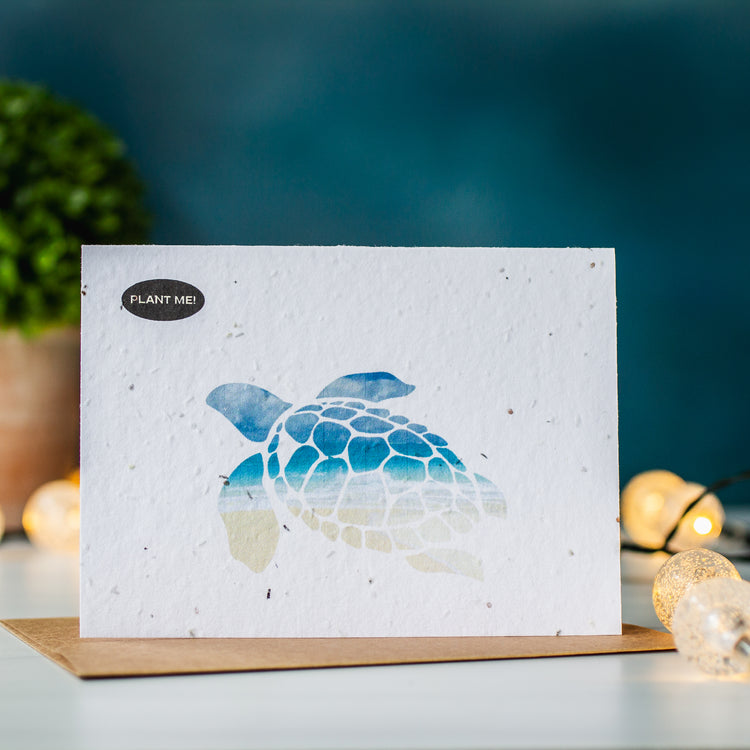 Plantable Seed Paper Greeting Cards - Turtle Beach design