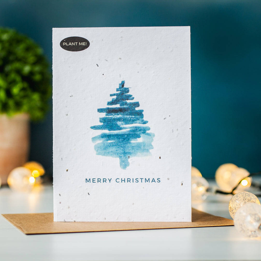 Plantable Seed Paper Greeting Cards - Watercolor Christmas design