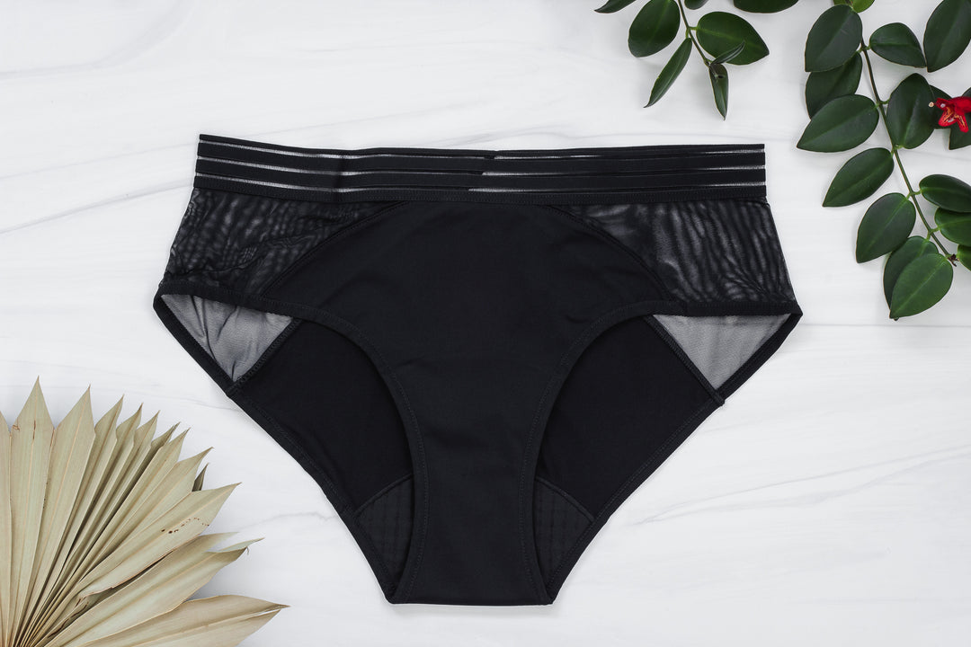 A Drop in the Ocean Tacoma Zero Waste Sustainable Living Shop Saalt Period Underwear Black Mesh Hipster