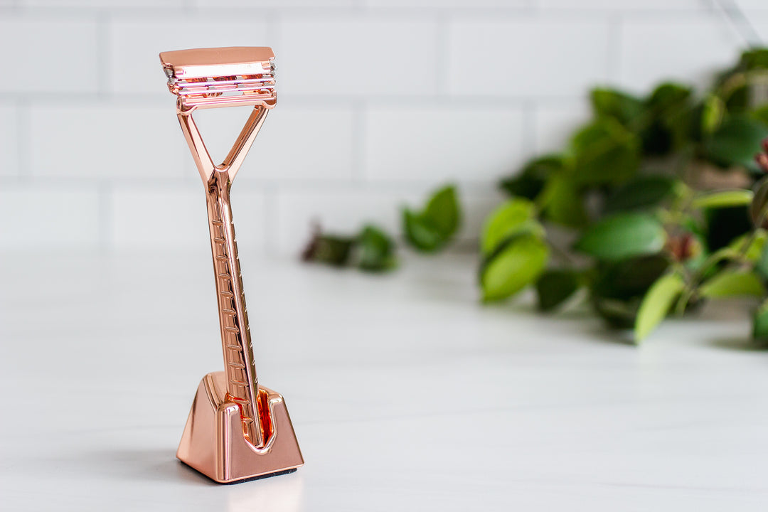 A Drop in the Ocean Tacoma Zero Waste Store Leaf Pivoting Head Razor Rose Gold